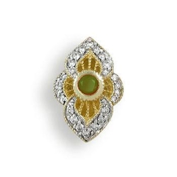 AC404 14K SLIDE WITH DIAMONDS AND BEZEL PERIDOT 